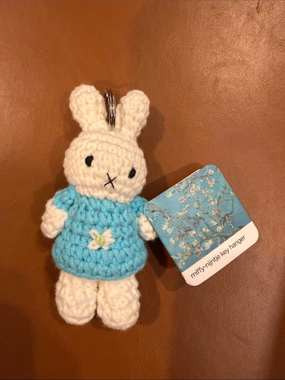 Miffy Handmade Crochet Bunny Keychain with Blue Dress